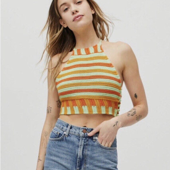 NWT UO Seraphina Striped High Neck Knit Top - Medium - Picture 4 of 13